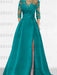 Sweetheart A-Line Princess Floor-Length Mother of the Bride Dress with 3/4 Sleeves Lace & Side Split