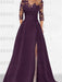 Sweetheart A-Line Princess Floor-Length Mother of the Bride Dress with 3/4 Sleeves Lace & Side Split