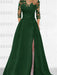 Sweetheart A-Line Princess Floor-Length Mother of the Bride Dress with 3/4 Sleeves Lace & Side Split