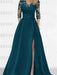 Sweetheart A-Line Princess Floor-Length Mother of the Bride Dress with 3/4 Sleeves Lace & Side Split