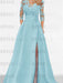 Sweetheart A-Line Princess Floor-Length Mother of the Bride Dress with 3/4 Sleeves Lace & Side Split