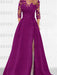 Sweetheart A-Line Princess Floor-Length Mother of the Bride Dress with 3/4 Sleeves Lace & Side Split
