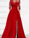 Sweetheart A-Line Princess Floor-Length Mother of the Bride Dress with 3/4 Sleeves Lace & Side Split