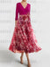 Princess A-Line V-Neck Floral Mother of the Bride Dress with 3/4 Sleeves and Ankle Length