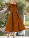 Elegant A-Line Princess Dresses with Cowl Neck and Bows 3/4 Sleeves Tea Length for Mothers of the Bride & Groom
