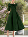 Elegant A-Line Princess Dresses with Cowl Neck and Bows 3/4 Sleeves Tea Length for Mothers of the Bride & Groom