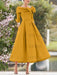 Elegant A-Line Princess Dresses with Cowl Neck and Bows 3/4 Sleeves Tea Length for Mothers of the Bride & Groom