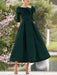 Elegant A-Line Princess Dresses with Cowl Neck and Bows 3/4 Sleeves Tea Length for Mothers of the Bride & Groom