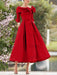 Elegant A-Line Princess Dresses with Cowl Neck and Bows 3/4 Sleeves Tea Length for Mothers of the Bride & Groom