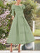 Elegant A-Line Princess Dresses with Cowl Neck and Bows 3/4 Sleeves Tea Length for Mothers of the Bride & Groom