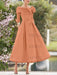 Elegant A-Line Princess Dresses with Cowl Neck and Bows 3/4 Sleeves Tea Length for Mothers of the Bride & Groom