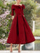 Elegant A-Line Princess Dresses with Cowl Neck and Bows 3/4 Sleeves Tea Length for Mothers of the Bride & Groom