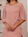 Plus Size Ruffles Chiffon Mother of the Bride Dress Scoop Neck with Half Sleeves