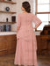 Plus Size Ruffles Chiffon Mother of the Bride Dress Scoop Neck with Half Sleeves