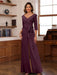 V-Neck Chiffon Jumpsuit with Ruched Detail and 3/4 Sleeves for the Mother