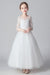 3/4 Length Sleeves Ankle-Length PrincessWhite Flower Girl Dresses Tulle Formal Kids Pageant Dresses - Flower Girl Dress