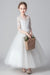 3/4 Length Sleeves Ankle-Length PrincessWhite Flower Girl Dresses Tulle Formal Kids Pageant Dresses - Flower Girl Dress