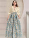 3/4 Sleeve Shirt Collar A-Line Mother of the Bride & Groom Dress with Printed Floral