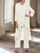Ankle-Length Mother of the Bride Pantsuits with Jacket in Chiffon Round Neck and 3/4 Sleeves