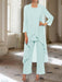 Ankle-Length Mother of the Bride Pantsuits with Jacket in Chiffon Round Neck and 3/4 Sleeves