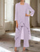 Ankle-Length Mother of the Bride Pantsuits with Jacket in Chiffon Round Neck and 3/4 Sleeves