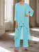 Ankle-Length Mother of the Bride Pantsuits with Jacket in Chiffon Round Neck and 3/4 Sleeves