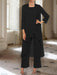 Ankle-Length Mother of the Bride Pantsuits with Jacket in Chiffon Round Neck and 3/4 Sleeves