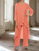 Ankle-Length Mother of the Bride Pantsuits with Jacket in Chiffon Round Neck and 3/4 Sleeves