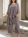 Ankle-Length Mother of the Bride Pantsuits with Jacket in Chiffon Round Neck and 3/4 Sleeves