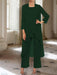 Ankle-Length Mother of the Bride Pantsuits with Jacket in Chiffon Round Neck and 3/4 Sleeves