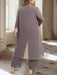 Ankle-Length Mother of the Bride Pantsuits with Jacket in Chiffon Round Neck and 3/4 Sleeves