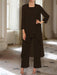 Ankle-Length Mother of the Bride Pantsuits with Jacket in Chiffon Round Neck and 3/4 Sleeves