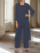 Ankle-Length Mother of the Bride Pantsuits with Jacket in Chiffon Round Neck and 3/4 Sleeves
