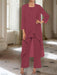Ankle-Length Mother of the Bride Pantsuits with Jacket in Chiffon Round Neck and 3/4 Sleeves
