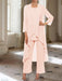 Ankle-Length Mother of the Bride Pantsuits with Jacket in Chiffon Round Neck and 3/4 Sleeves