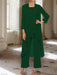 Ankle-Length Mother of the Bride Pantsuits with Jacket in Chiffon Round Neck and 3/4 Sleeves