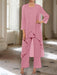 Ankle-Length Mother of the Bride Pantsuits with Jacket in Chiffon Round Neck and 3/4 Sleeves