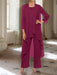Ankle-Length Mother of the Bride Pantsuits with Jacket in Chiffon Round Neck and 3/4 Sleeves