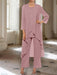 Ankle-Length Mother of the Bride Pantsuits with Jacket in Chiffon Round Neck and 3/4 Sleeves