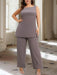 Ankle-Length Mother of the Bride Pantsuits with Jacket in Chiffon Round Neck and 3/4 Sleeves