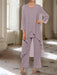 Ankle-Length Mother of the Bride Pantsuits with Jacket in Chiffon Round Neck and 3/4 Sleeves