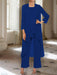 Ankle-Length Mother of the Bride Pantsuits with Jacket in Chiffon Round Neck and 3/4 Sleeves