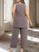 Ankle-Length Mother of the Bride Pantsuits with Jacket in Chiffon Round Neck and 3/4 Sleeves