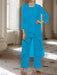 Ankle-Length Mother of the Bride Pantsuits with Jacket in Chiffon Round Neck and 3/4 Sleeves