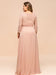 3/4 Sleeves Floral Lace Chiffon A-line Bridesmaid Dress Dusty Rose - Bridesmaid Dresses