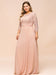 3/4 Sleeves Floral Lace Chiffon A-line Bridesmaid Dress Dusty Rose - Bridesmaid Dresses