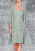 Dusty Sage 3/4 Sleeves Knee Length Ruffle Chiffon Mother of the Bride Outfits with Lace - Prom Dresses