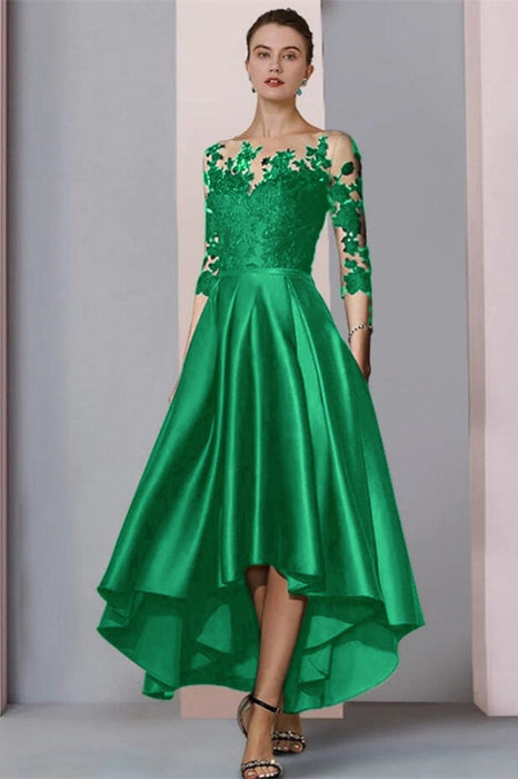 Mermaid Satin Hi-Lo Mother of-Bride Dress with Appliques - Prom Dresses