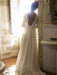 White Wedding Dresses With Train A Line Floor Length 3/4 Length Sleeves Pleated V Neck Bridal Dresses