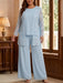 3 Pieces Chiffon Plus Size Mother of the Bride Pantsuits with Lace Floral